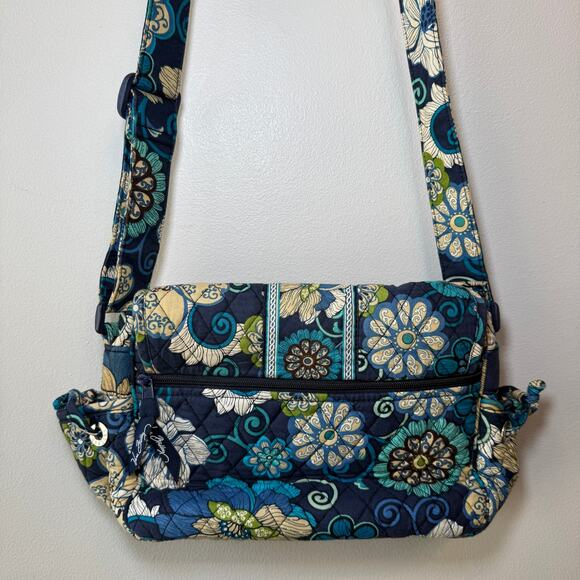 Vera Bradley Mod Floral Blue Zip Crossbody Bag Purse - Picture 8 of 8